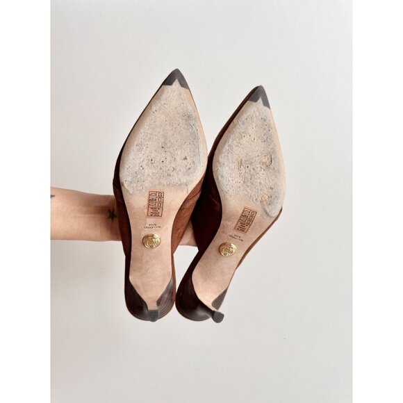 VERONICA BEARD Leslie Cedar Brown Suede Pointed Toe High Heel Mules, Size 8.5 - Picture 11 of 14